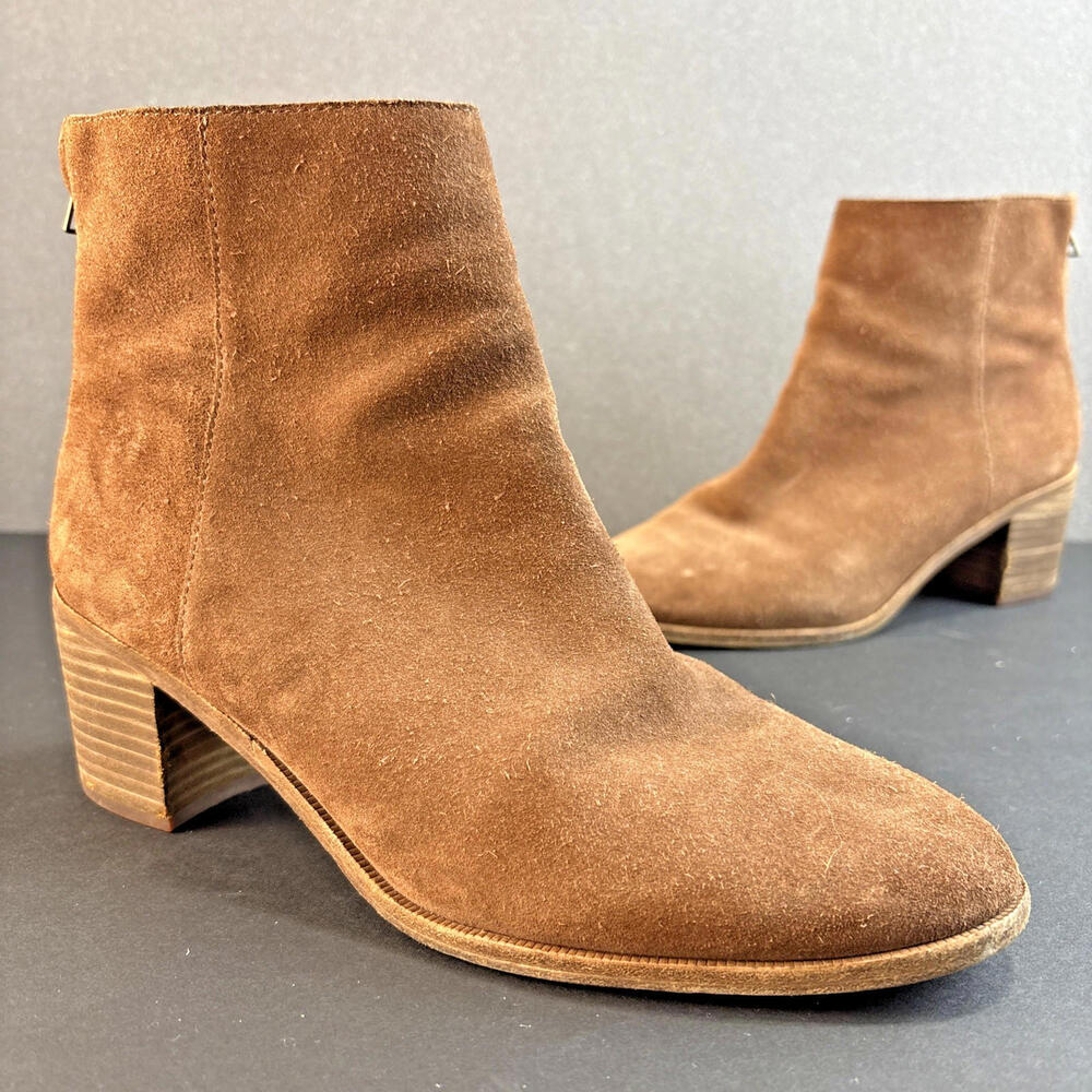 Madewell Womens‎ The Mira Side Seam Ankle Boot Walnut Shell Suede 9.5 M Chelsea